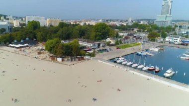 Aerial View of Gdynia Port. Summer beautifull footage of Polish Town. High quality 4k footage