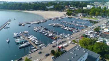 Aerial View of Gdynia Port, summer beautifull footage of Polish Town. High quality 4k footage