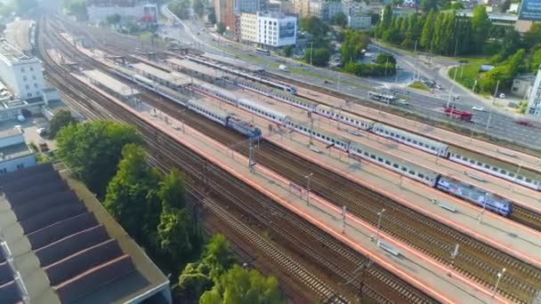 Aerial View Gdynia Main Train Station Summer Beautiful Footage Polish — Wideo stockowe