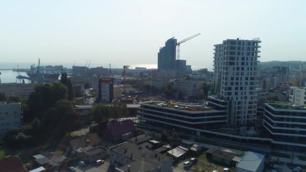 Aerial View Gdynia Summer Beautifull Footage Polish Town High Quality — Stock videók
