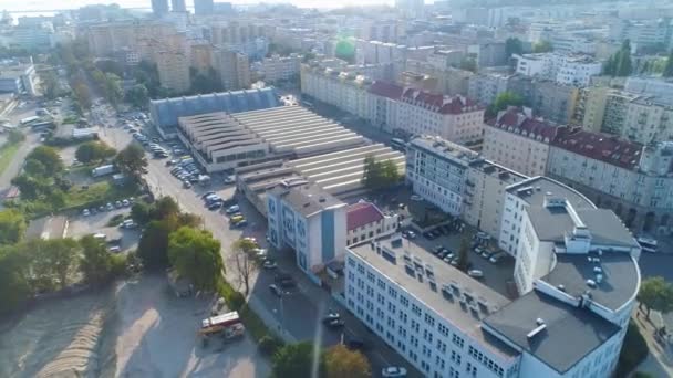 Гдыня Воздушный Вид Польский Город Летом Высококачественные Кадры — стоковое видео
