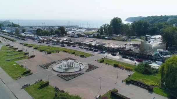 Aerial View Shops John Paul Avenue Gdynia Summer Beautifull Footage — Vídeo de Stock