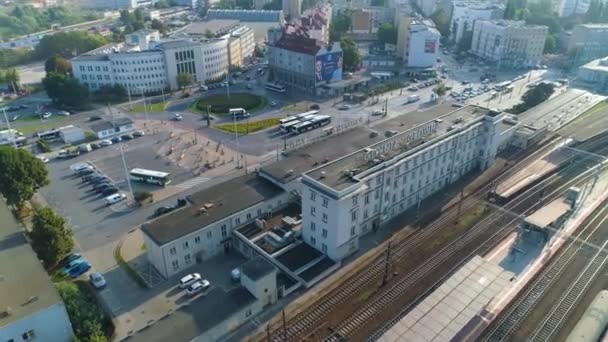 Aerial View Main Gdynia Summer Beautifull Footage Polish Town High — Stockvideo
