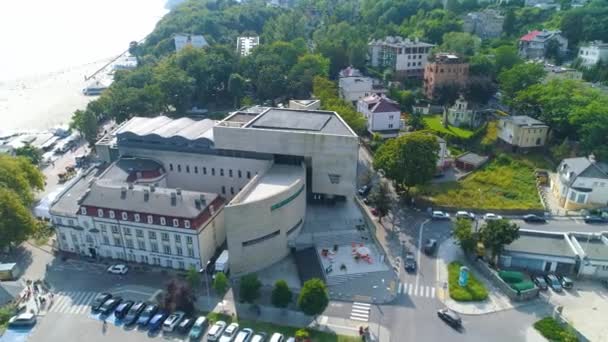Aerial View Museum City Gdynia Summer Beautifull Footage Polish Town — Wideo stockowe