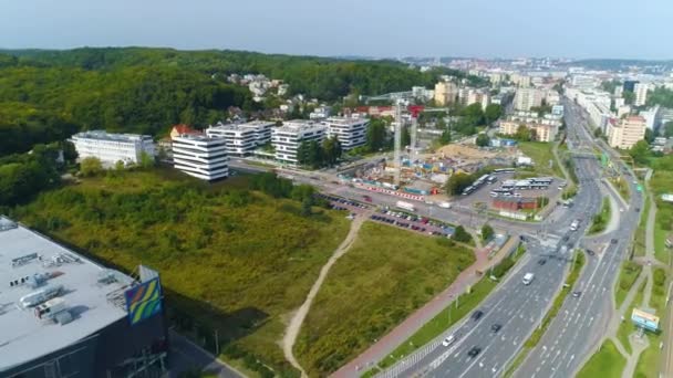 Gdynia Aerial View Polish City Beautiful Town High Quality Footage — Stock Video