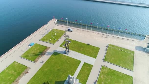 Aerial View South Molo Gdynia Summer Beautifull Footage Polish Town — Αρχείο Βίντεο