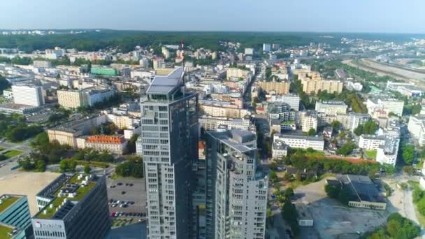 Aerial View Sea Towers Gdynia Summer Beautifull Footage Polish Town — Stockvideo