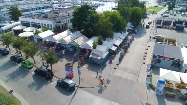 Aerial View Shops John Paul Avenue Gdynia Summer Beautifull Footage — Stock Video
