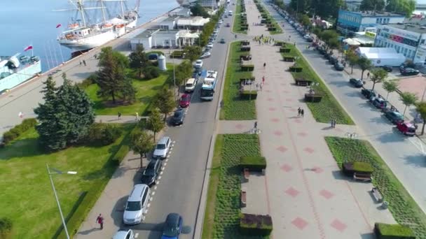 มมองทางอากาศของ John Paul Avenue Gdynia ภาพท สวยงามในฤด อนของเม องโปแลนด ภาพ — วีดีโอสต็อก