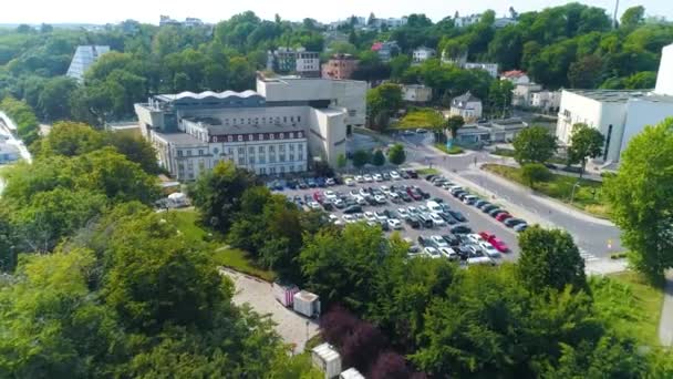 Aerial View Museum City Gdynia Summer Beautifull Footage Polish Town — Αρχείο Βίντεο