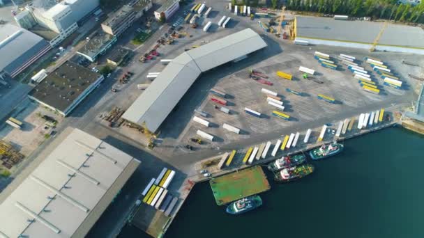 Aerial View Port Gdynia Summer Beautifull Footage Polish Town High — Vídeo de stock