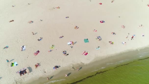 Aerial View Beach Gdynia Summer Beautifull Footage Polish Town High — Wideo stockowe