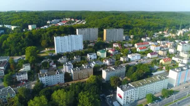 Aerial View Housing Estate Gdynia Hill Summer Beautifull Footage Polish — 图库视频影像
