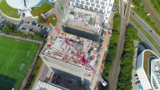 Gdynia Aerial View Buildings Construction Summer Footage Polish Town High — Vídeo de Stock