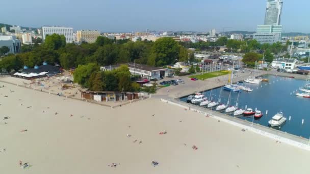 Aerial View Gdynia Port Summer Beautifull Footage Polish Town High — 图库视频影像