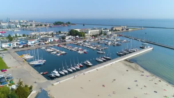 Aerial View Gdynia Port Summer Beautifull Footage Polish Town High — Wideo stockowe