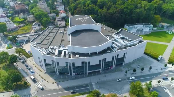 Aerial View Musical Theater Gdynia Summer Beautifull Footage Polish Town — Wideo stockowe