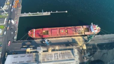  Aerial View the port of Gdynia, summer beautifull footage of Polish Town. High quality 4k footage