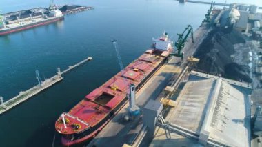  Aerial View the port of Gdynia, summer beautifull footage of Polish Town. High quality 4k footage