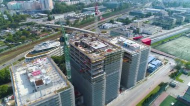 Gdynia, Aerial View of buildings under construction, summer footage Polish Town. High quality 4k footage