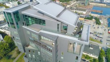 Aerial View of Sea Towers Gdynia, summer beautifull footage of Polish Town. High quality 4k footage