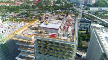 Gdynia, Aerial View of buildings under construction, summer footage Polish Town. High quality 4k footage