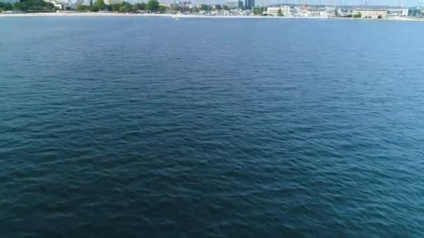 Gdynia Aerial View City Summer Footage Polish Town High Quality — Αρχείο Βίντεο