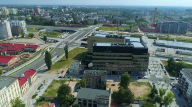 Aerial View Of Lodz Fabryczna Railway Station. High quality 4k footage