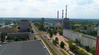 Aerial view of the Lodz University of Technology. High quality 4k footage