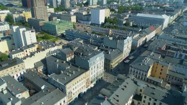 Aerial View Piotrkowska Street Lodz Great Polish Footage High Quality — Video