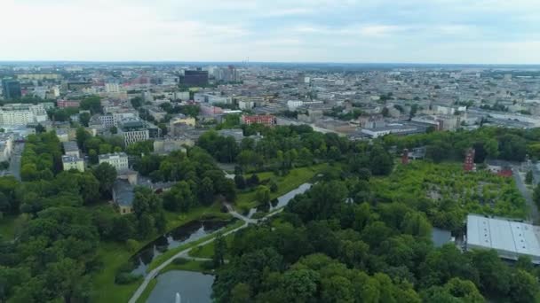 Aerial View Park Helenow Lodz Beautiful Polish Footage High Quality — Stockvideo