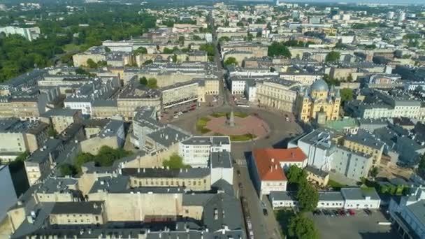 Aerial View Freedom Square Lodz Great Polish Footage High Quality — Video