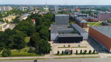 Aerial view of the Lodz University of Technology. High quality 4k footage