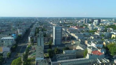 Aerial view of the building at Piotrkowska Street in Lodz. High quality 4k footage