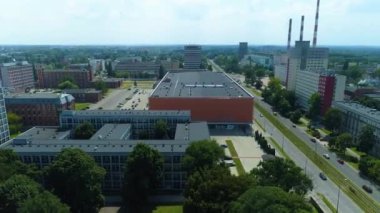 Aerial view of the Lodz University of Technology. High quality 4k footage