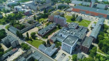 Aerial view of the Lodz University of Technology. High quality 4k footage