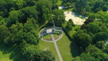 Aerial view of the Poniatowski Park in Lodz. High quality 4k footage