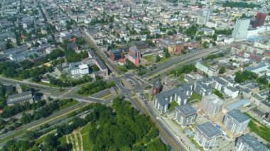 Aerial view of Mickiewicz Avenue in Lodz. High quality 4k footage