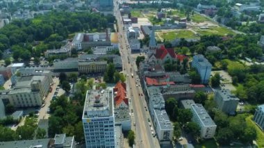Aerial view of the panorama of Lodz. Beautiful surroundings. High quality 4k footage