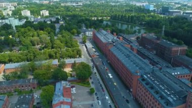 Aerial View of Ksiezy Mlyn in Lodz. Lovely place. High quality 4k footage