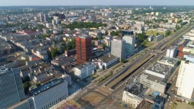 Aerial view of Mickiewicz Avenue in Lodz. High quality 4k footage