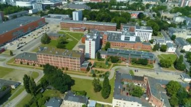 Aerial view of the Lodz University of Technology. High quality 4k footage