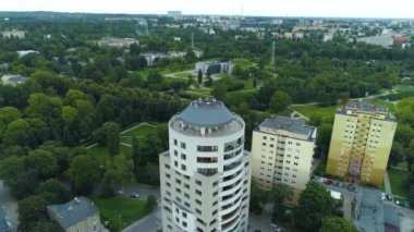 Aerial view from the Marysin Doly housing estate in Lodz. Beautiful Polish footage. High quality 4k footage