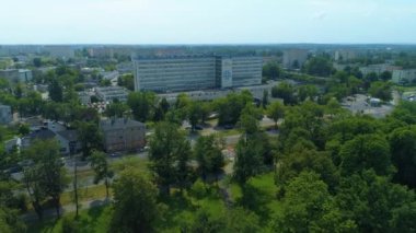 Aerial view of the Copernicus Hospital in Lodz. High quality 4k footage