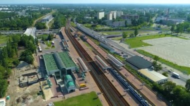 Aerial view of Lodz Kaliska train station. High quality 4k footage