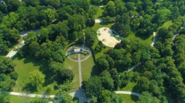 Aerial view of the Poniatowski Park in Lodz. High quality 4k footage