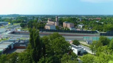 Aerial view of the road to Pabianice from Lodz. High quality 4k footage