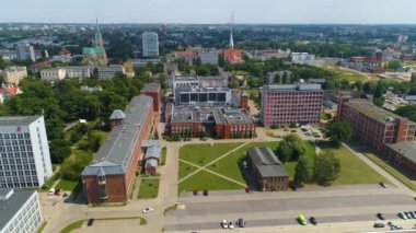Aerial view of the Lodz University of Technology. High quality 4k footage