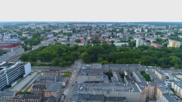 Aerial View Staromiejski Park Lodz Great Polish Footage High Quality — Stockvideo
