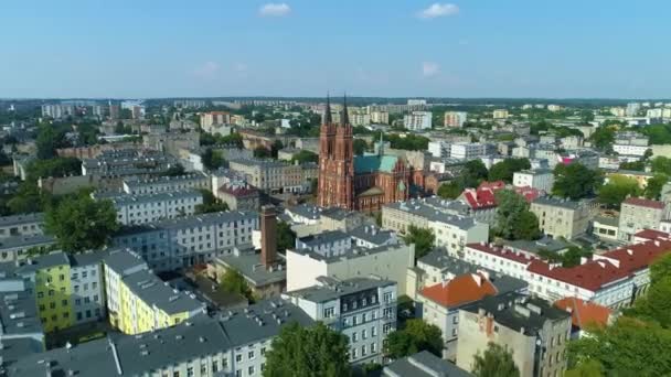 Aerial View Kosciol Wniebowziecia Nmp Lodz High Quality Footage — Stockvideo